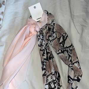 Pink & Snake Skin Scarf Hair Ties